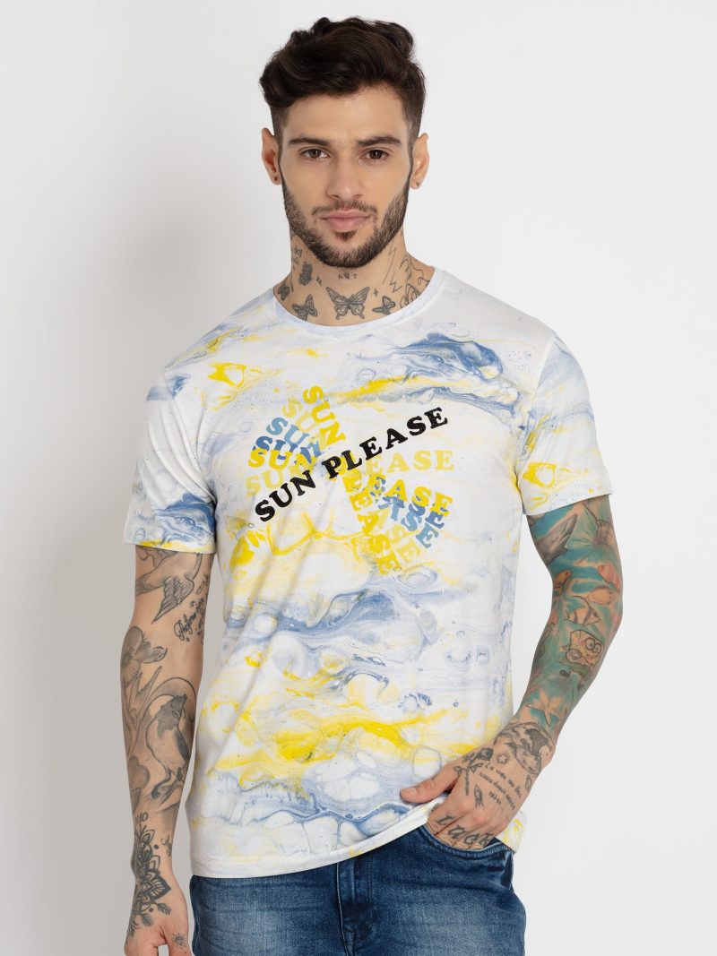 Mens All Over Printed Round Neck T-Shirt