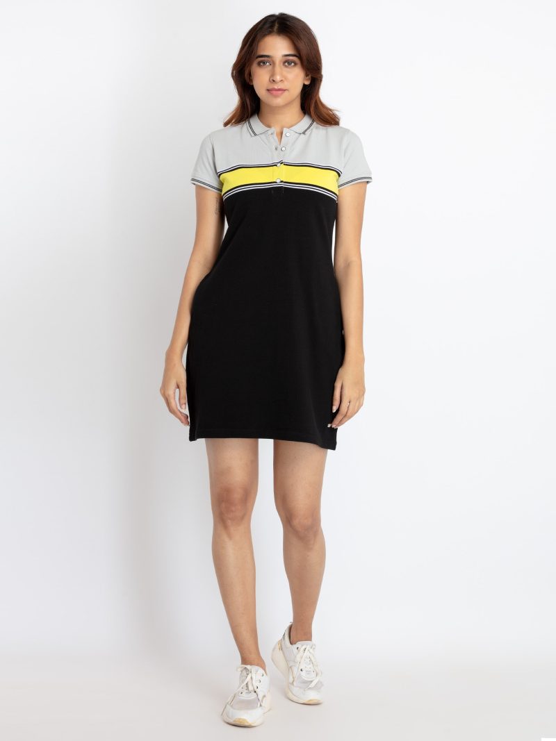 Womens Bodycon Striped Polo Dress