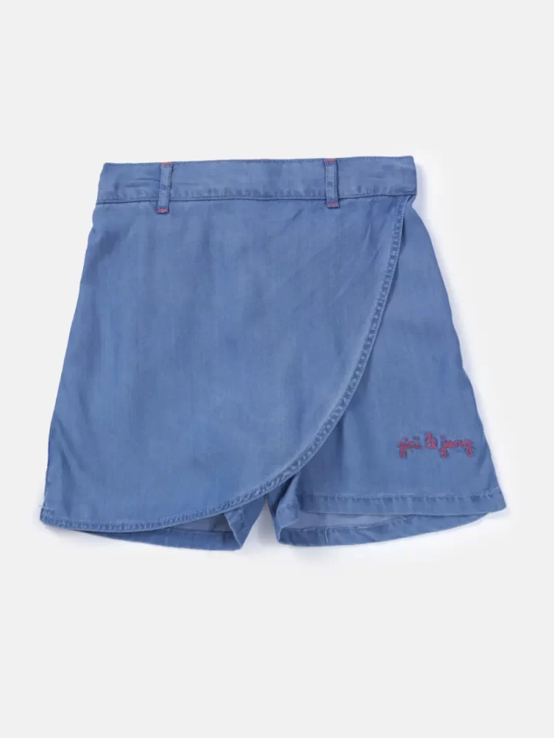 Gini And Jony Girls Blue Solid Denim Skort Elasticated 4-5Y