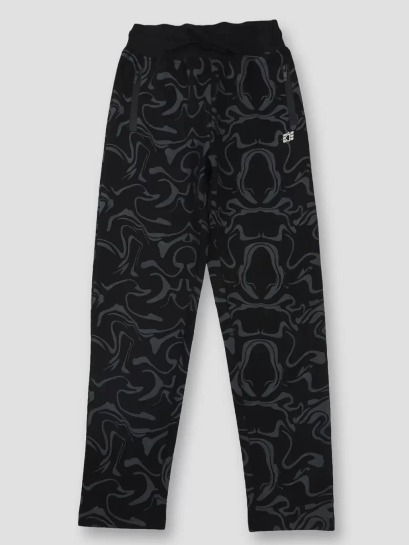 Gini And Jony Boys Black Abstract Print Cotton Track Pant Elasticated 3-4Y