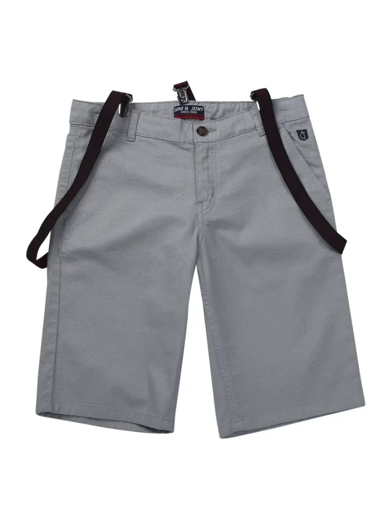 Gini And Jony Boys Grey Solid Cotton Bermuda Fixed Waist 11-12Y