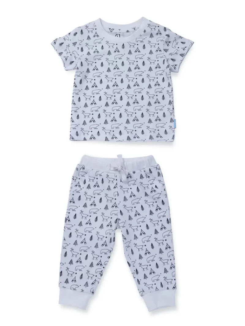 Gj Baby Boys Grey Graphic Print Cotton Co-Ordinate Half Sleeves 0-3M