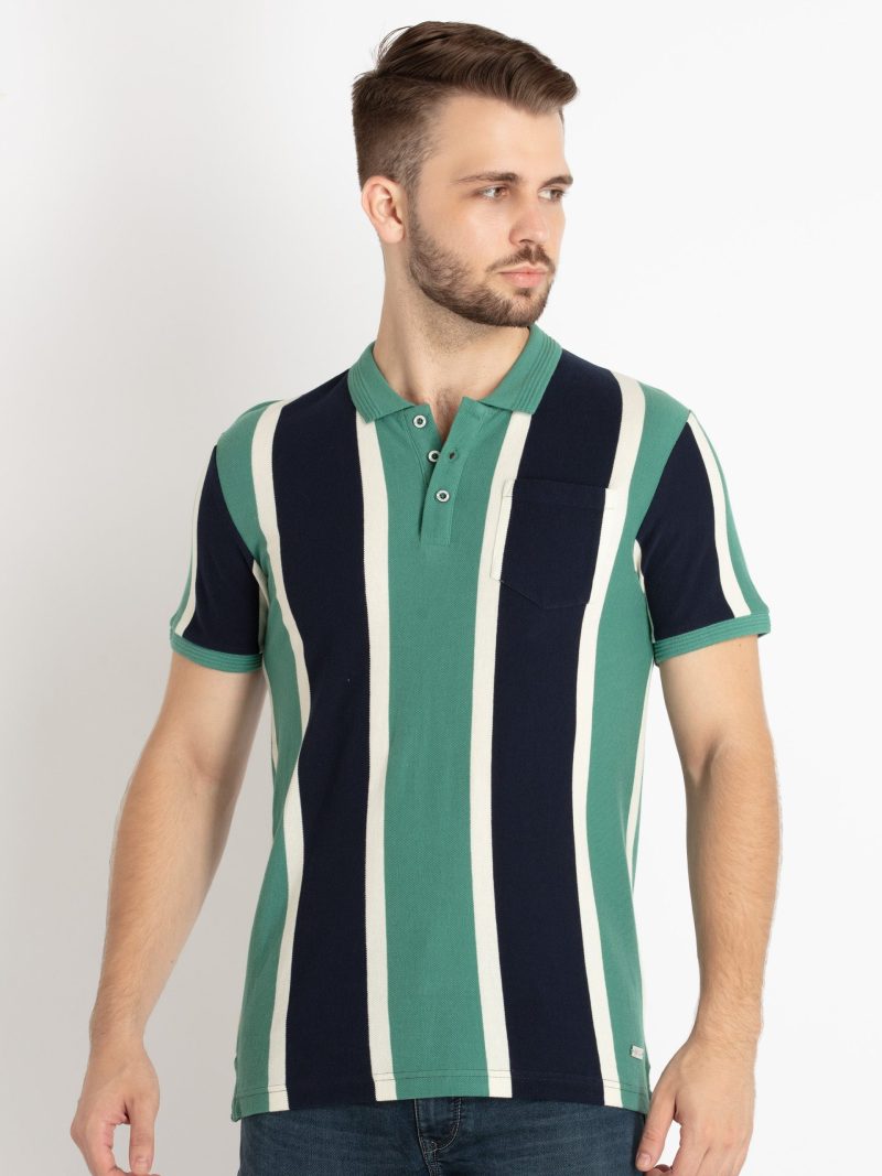 Status Quo Mens Striped Polo T-Shirt
