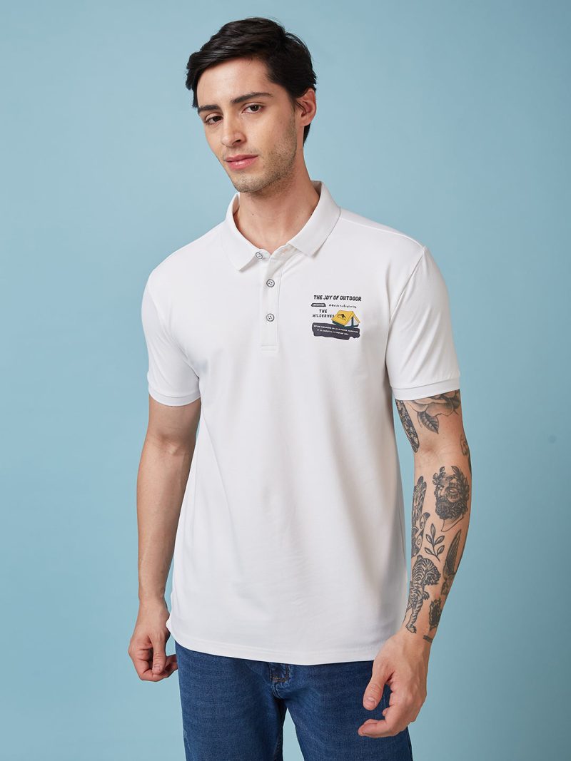 Status Quo Men'S Placement Typography Printed Polo Collar Half Sleeves Regular Fit Tshirt