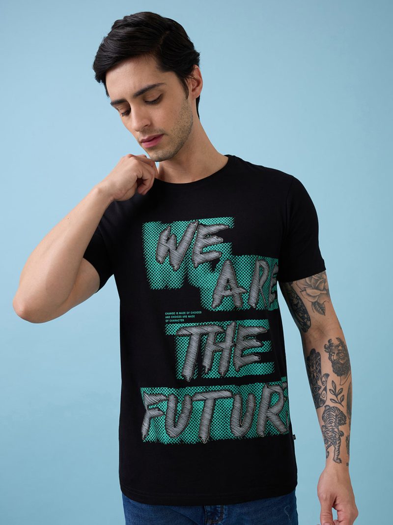 Status Quo Men'S Typography Printed Round Neck Half Sleeves Regular Fit Tshirt