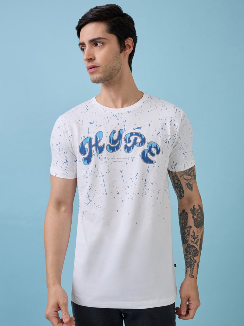 Status Quo Men'S Typography Printed Round Neck Half Sleeves Regular Fit Tshirt