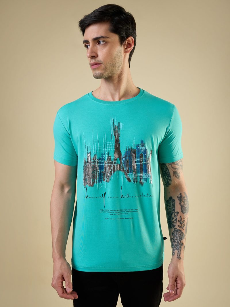 Status Quo Men'S Full-Front Graphic Printed Round Neck Half Sleeves Regular Fit Tshirt