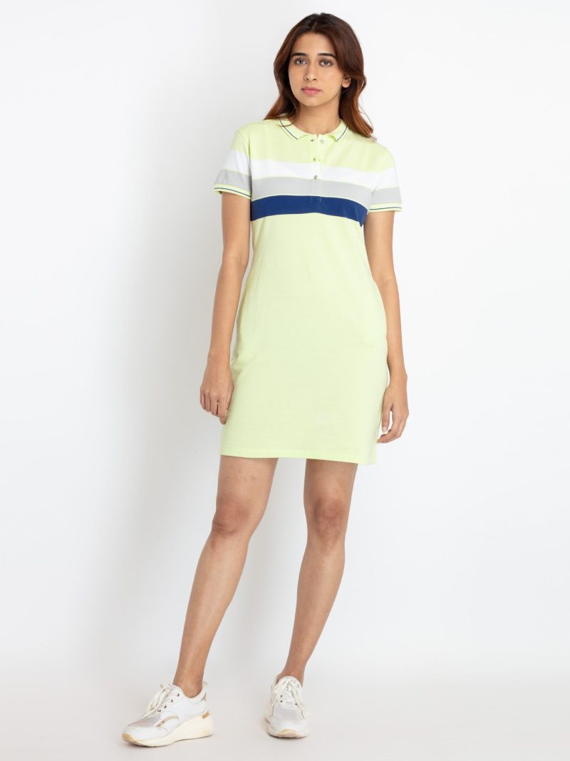 Status Quo Womens Bodycon Striped Polo Dress