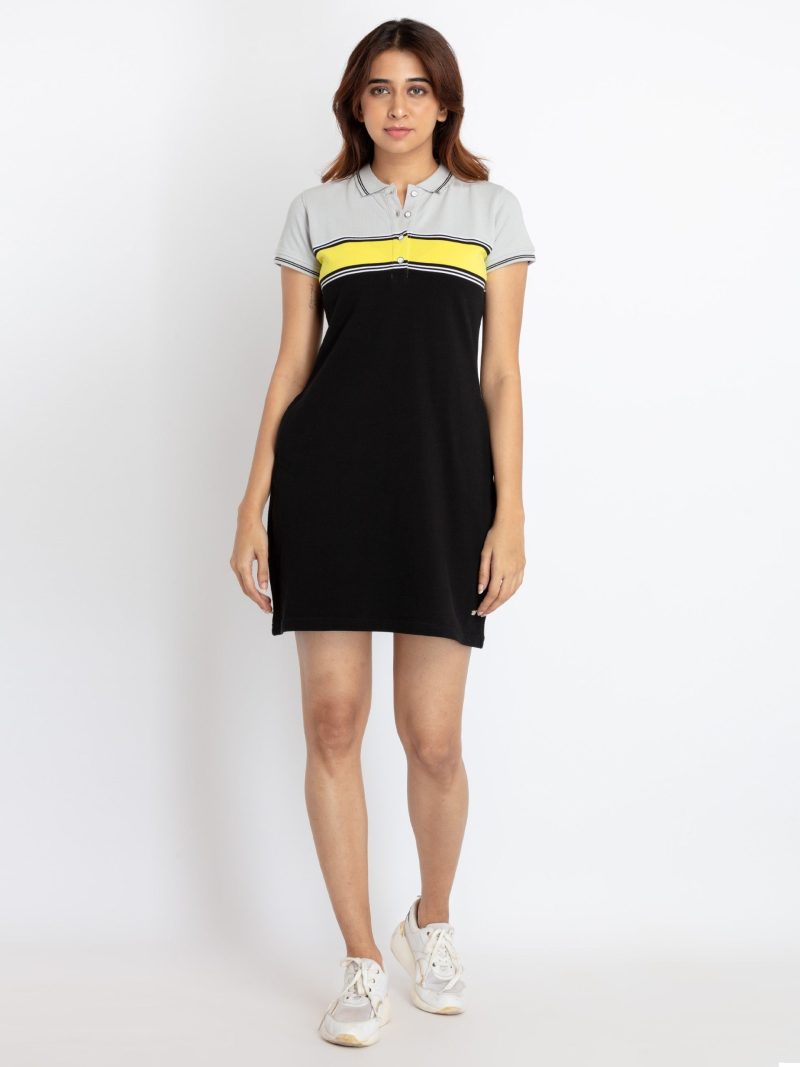 Status Quo Womens Bodycon Striped Polo Dress