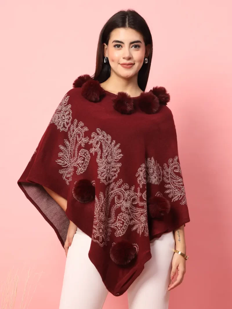 Ethnic Motifs Printed Longline Poncho