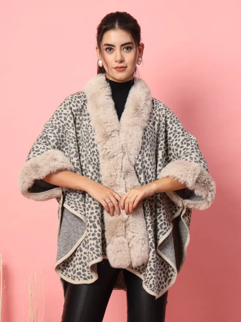 Brown Animal Print Poncho