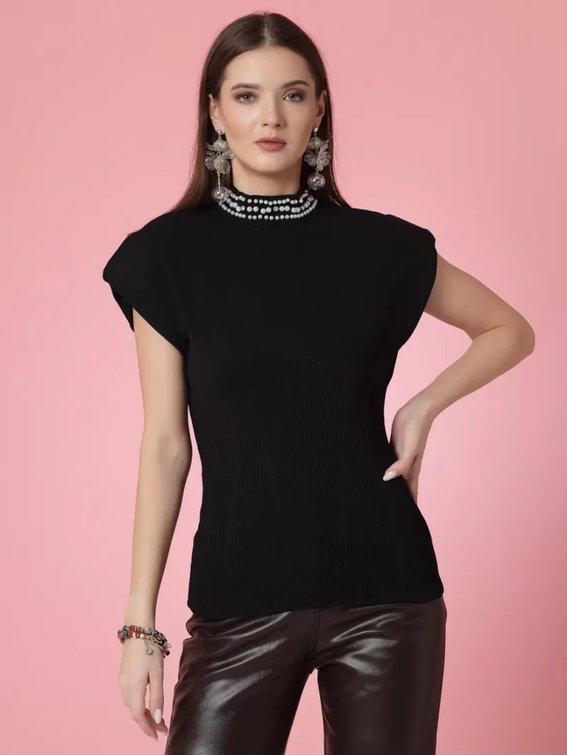 High Neck Embellished Detail Pullover