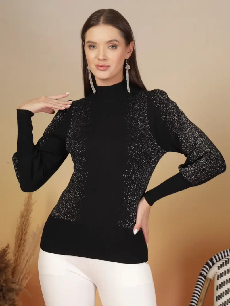 Abstract Printed Mock Collar Pullover Sweater