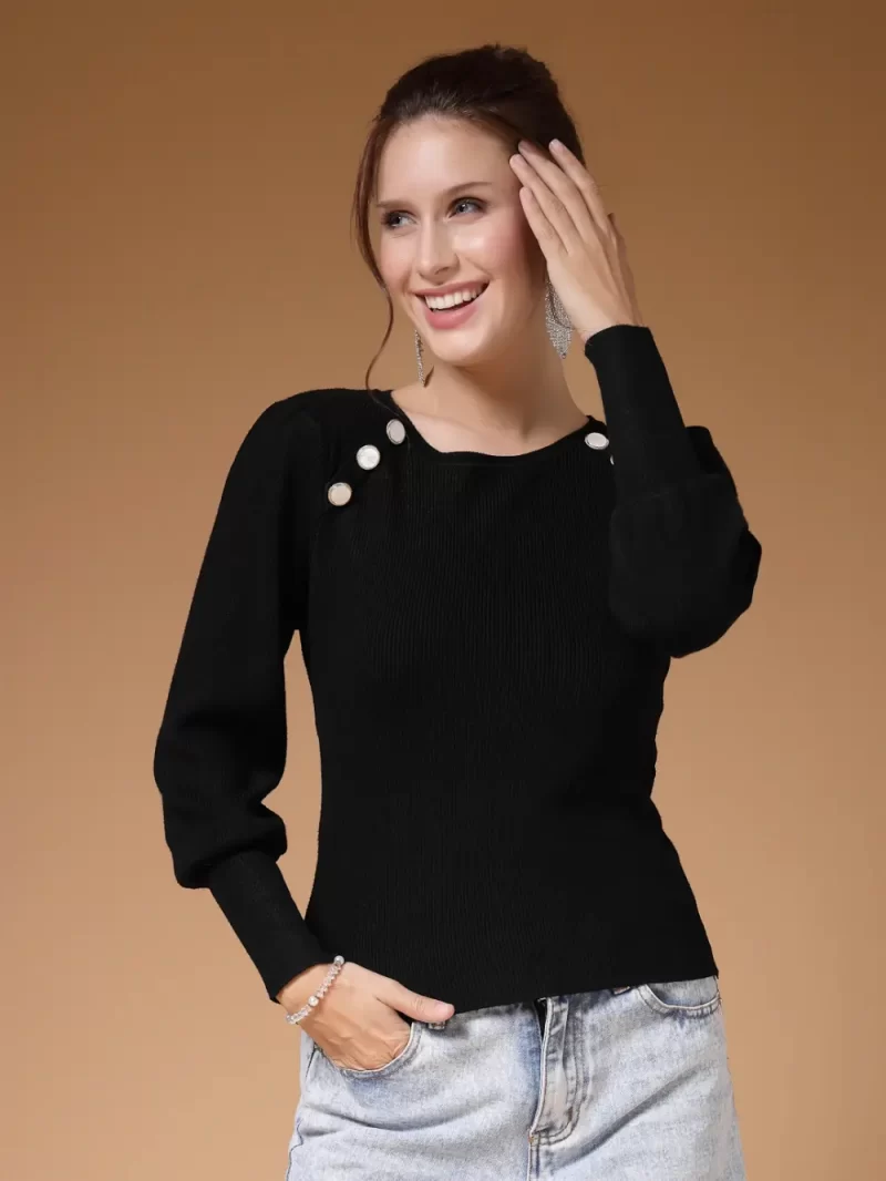 Round Neck Long Sleeves Pullover Sweater