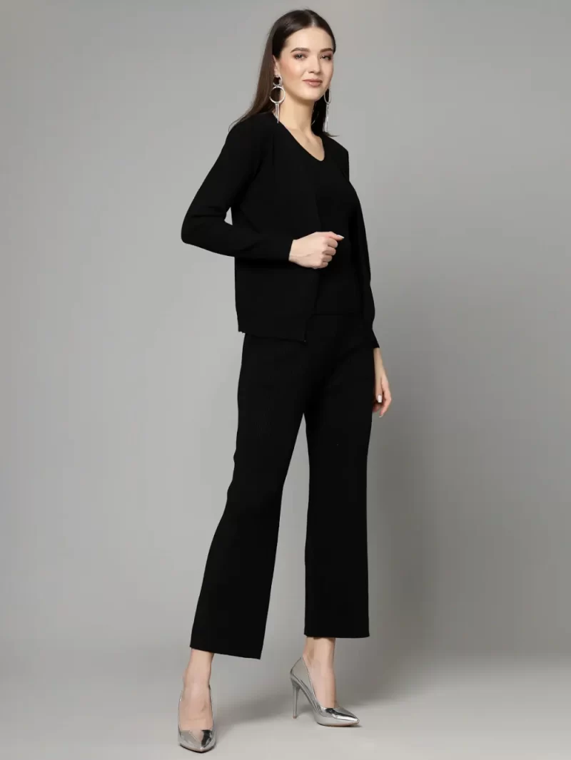 Ribbed Top & Trousers With Shrug Co-Ords