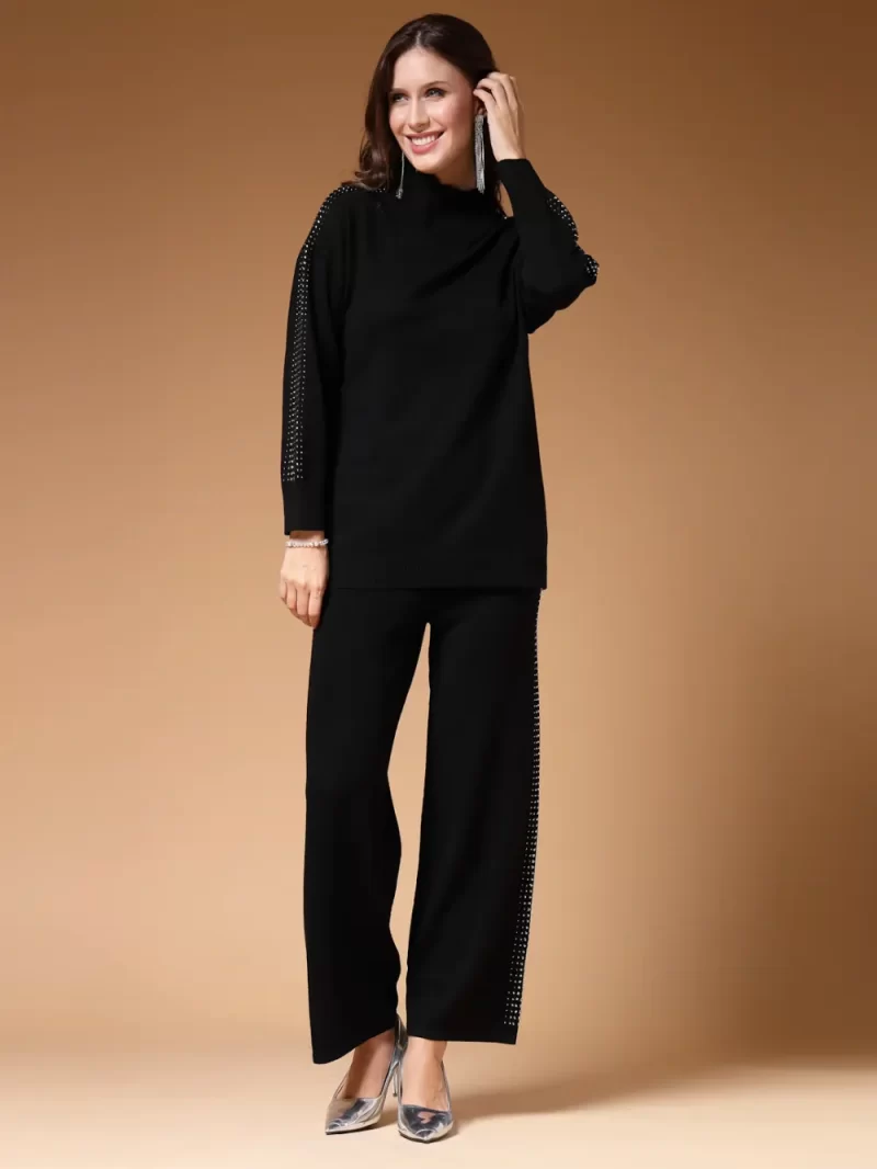 Women Winter Wear Black Stylish Co-Ords