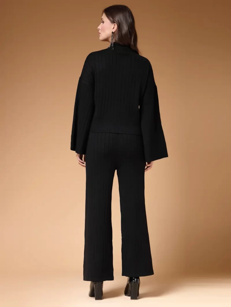 Self Design High Neck Sweatshirt With Trousers