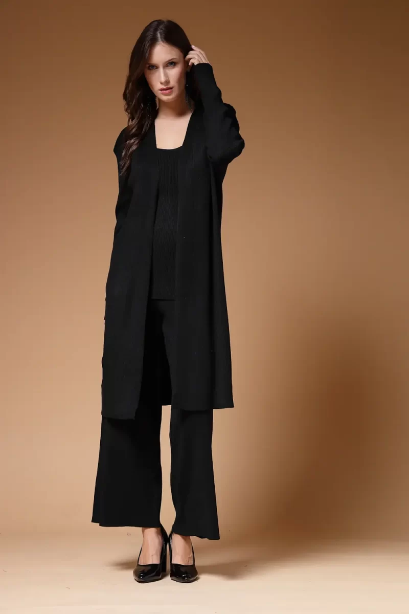 Self Design Shoulder Straps Top With Palazzo & Long Shrug