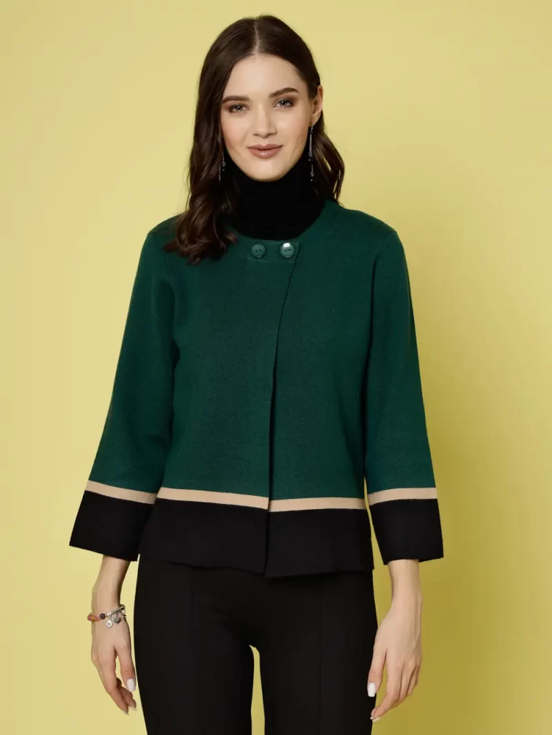 Women Button Long Sleeves Shrug