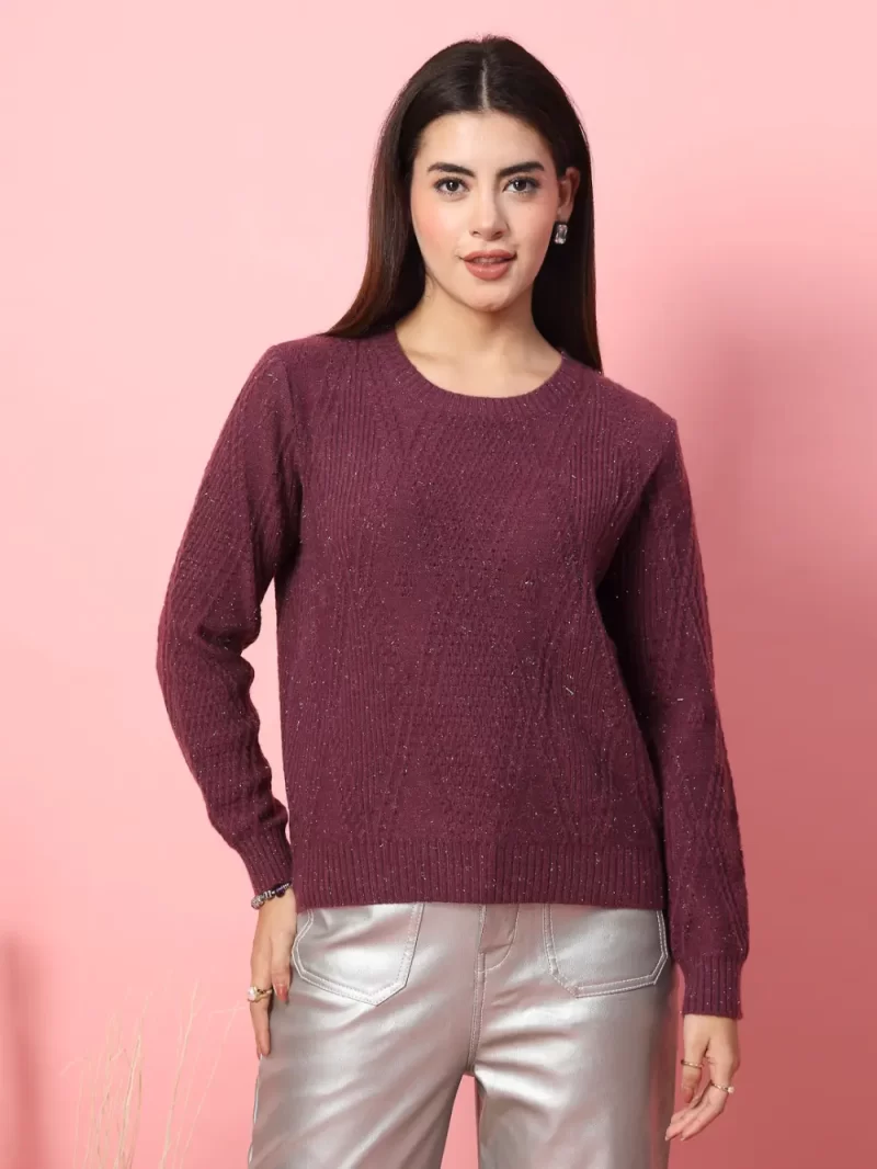 Women Self Design Round Neck Top