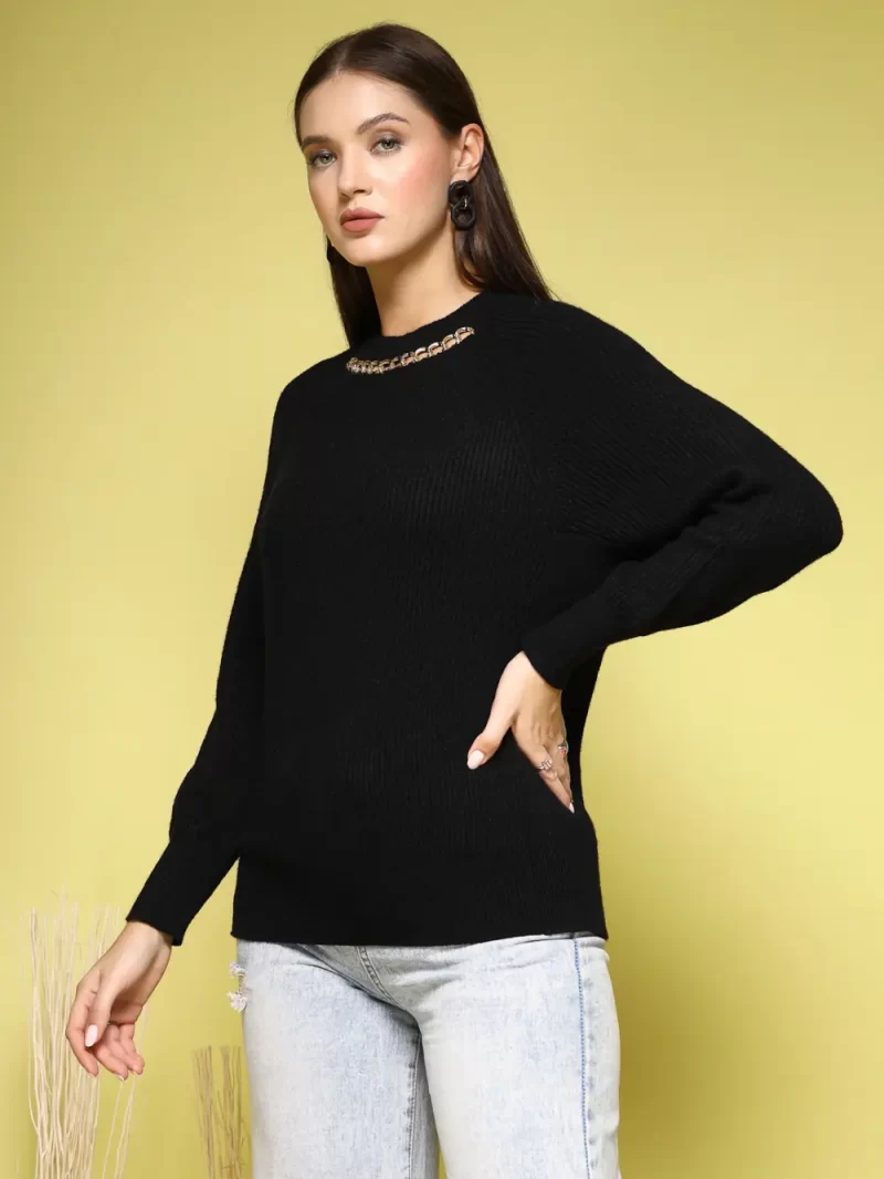 Women Solid Round Neck Top