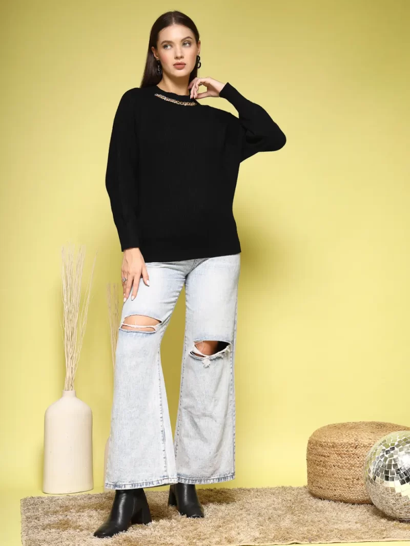 Women Solid Round Neck Top