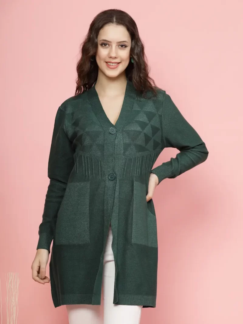 Longline Green Pocket Cardigan
