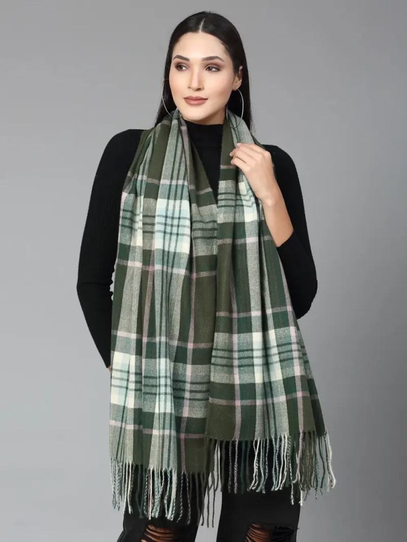 Checked Stole With Tasselled Border