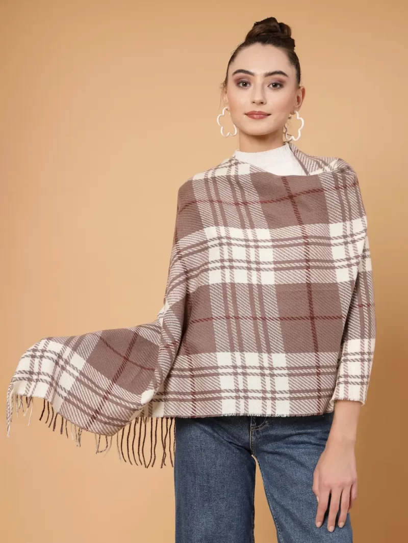 Checked Stole With Tasselled Border