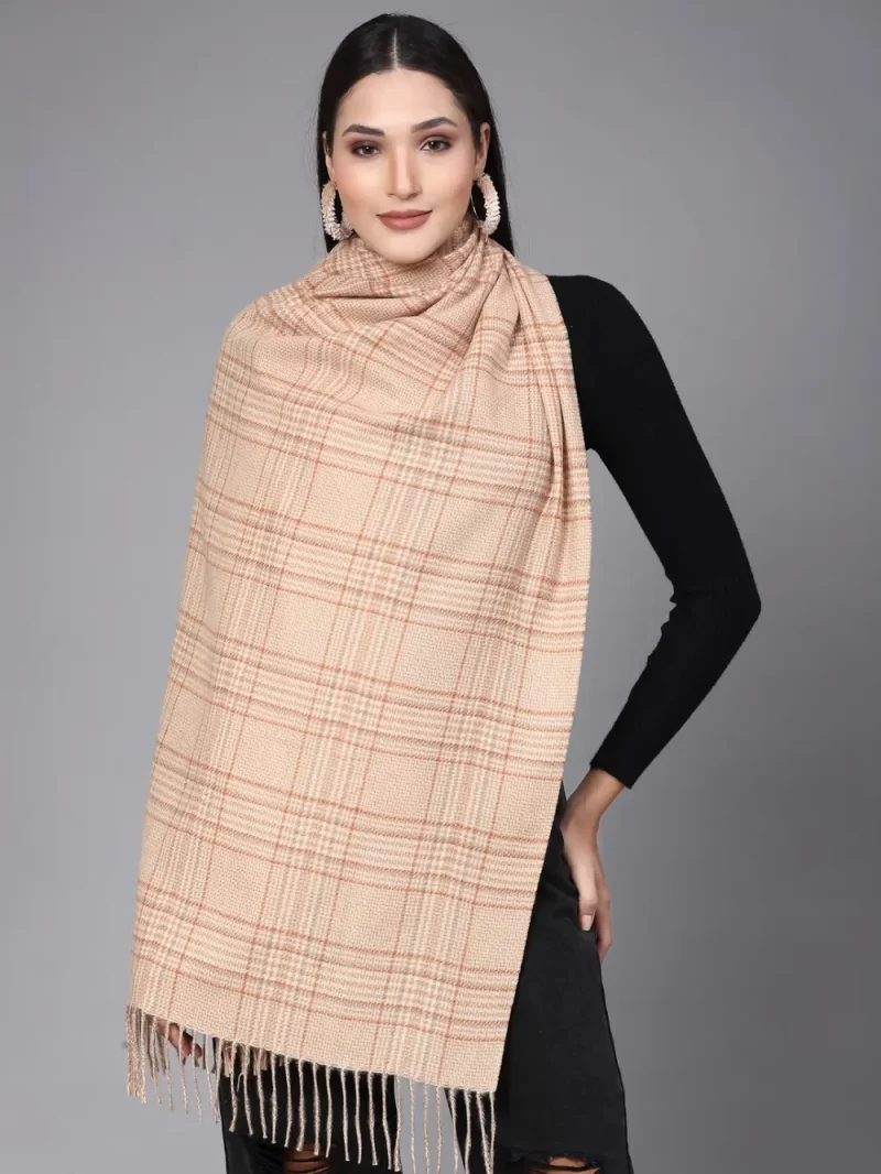 Checked Tasselled Stole