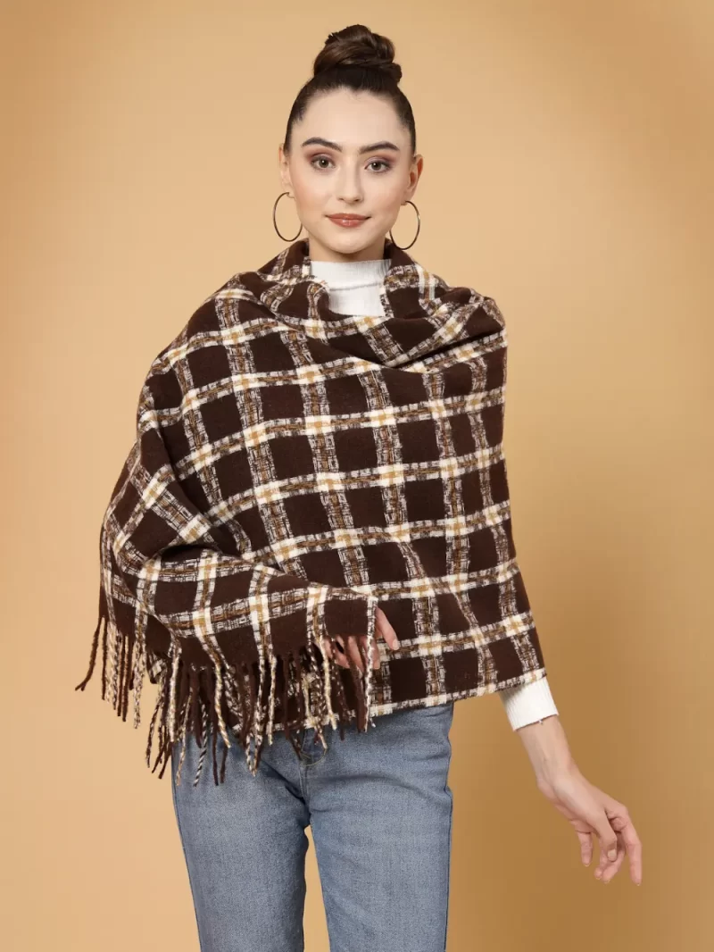 Checked Stole With Tasselled