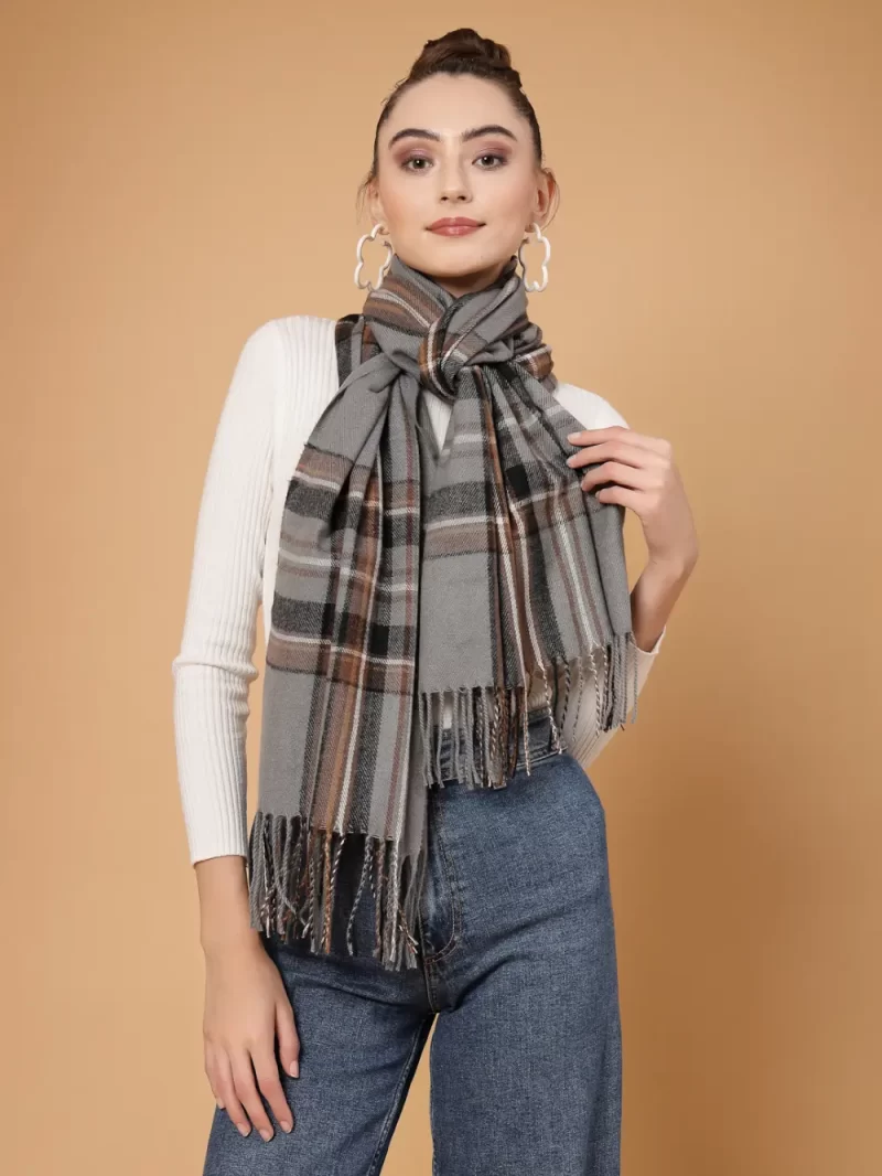 Striped Winter Wrap Stole Has Tasselled Border