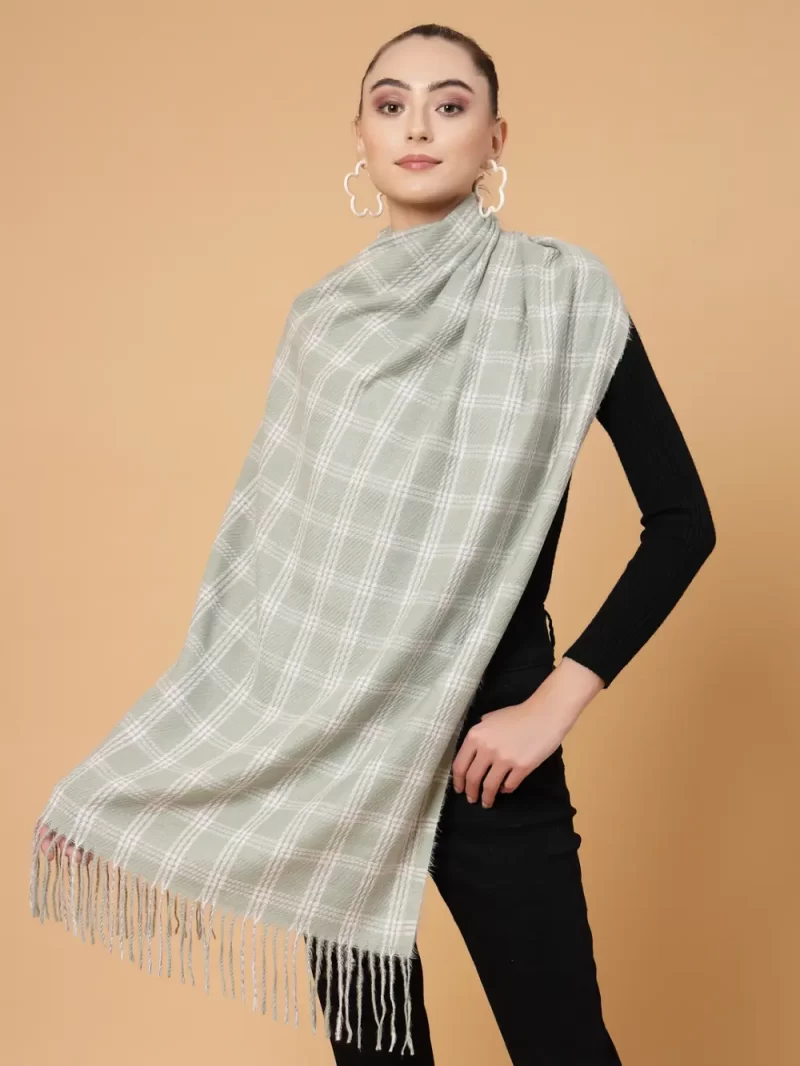 Checked Stole With Tasselled Border