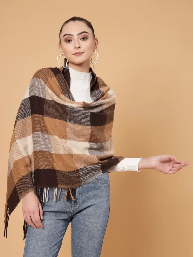 Checked Stole With Tasselled Border