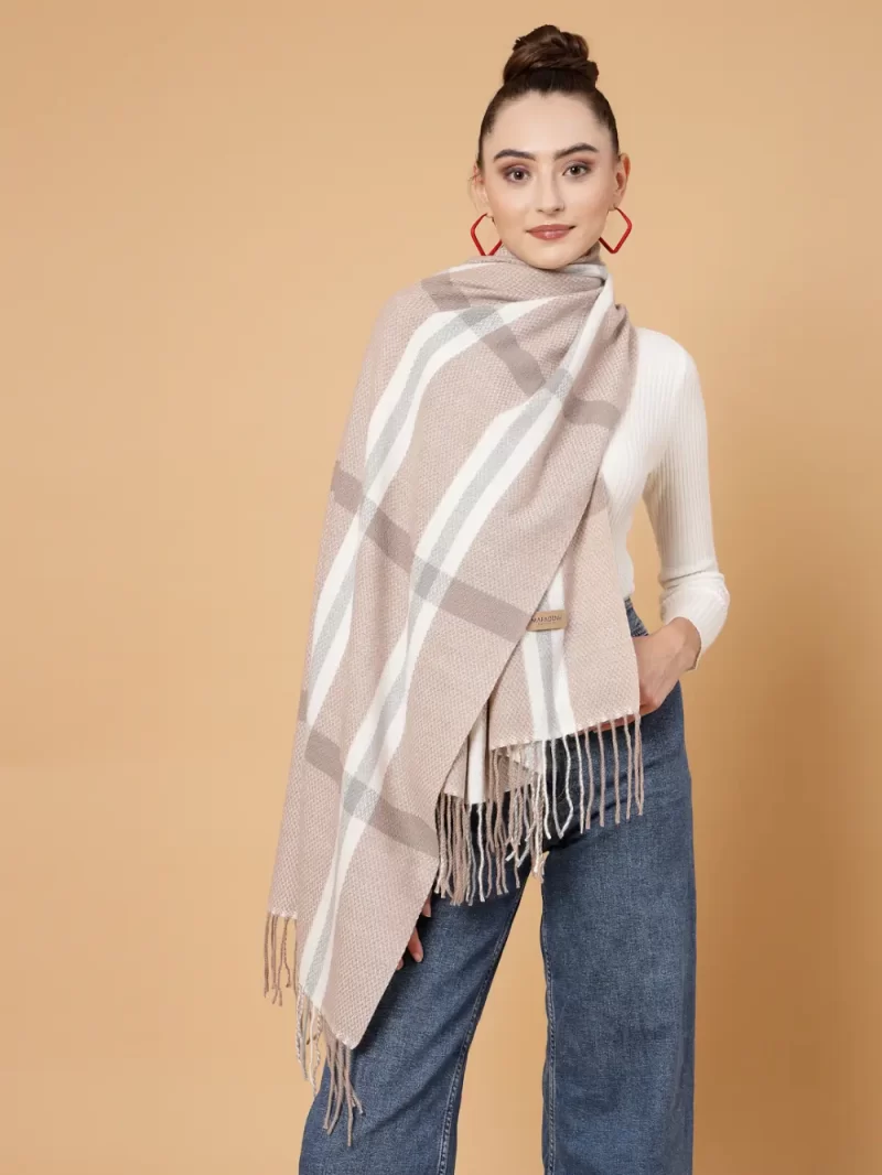 Checked Stole With Tasselled Border