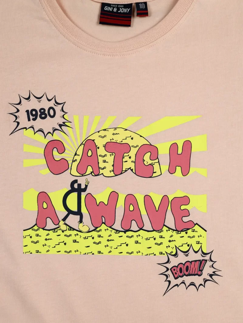 Gini And Jony Girls Pink Graphic Print Cotton T-Shirt Half Sleeves 5-6Y