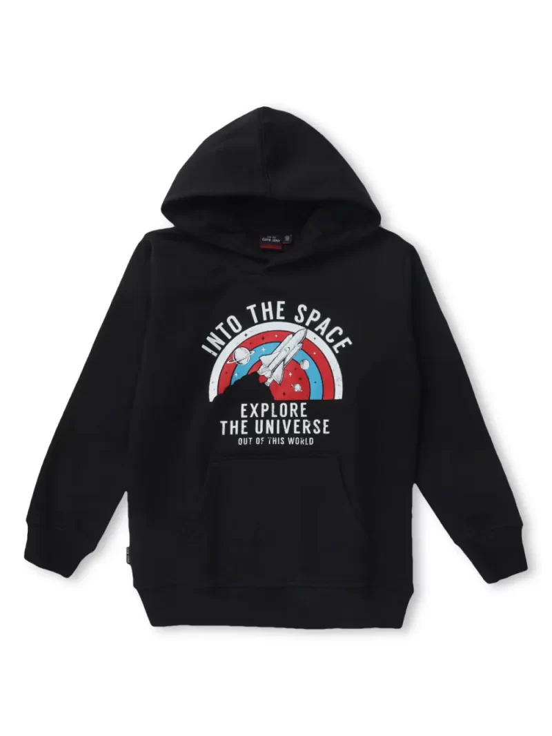 Gini & Jony Boys Black Printed Cotton Sweat Shirt Full Sleeves