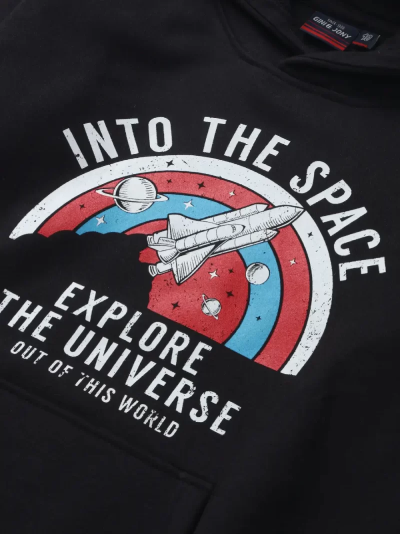 Gini & Jony Boys Black Printed Cotton Sweat Shirt Full Sleeves