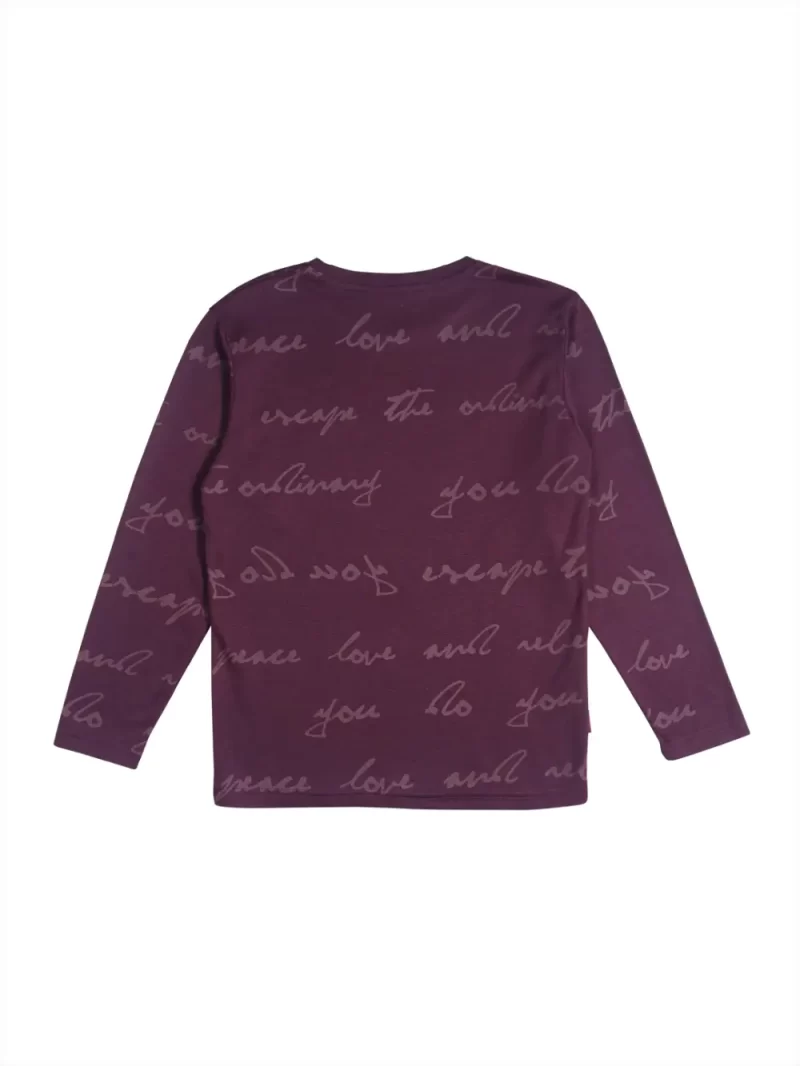 Gini And Jony Boys Burgundy Graphic Print Cotton T-Shirt Full Sleeves