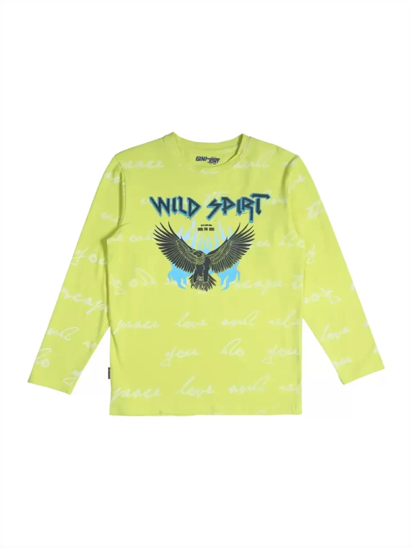 Gini & Jony Boys' Yellow T-Shirt | Knitshand-Wash | Regular Fit