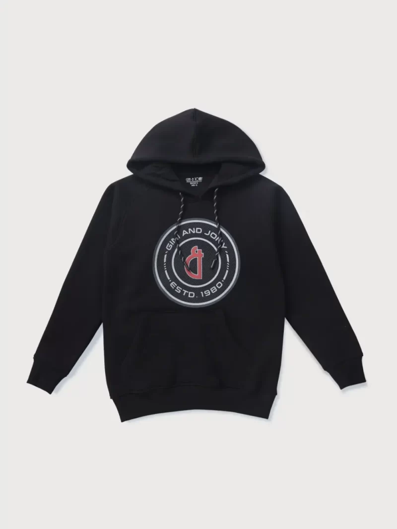 Gini & Jony Boys Black Printed Fleece Full Sleeves Sweat Shirt