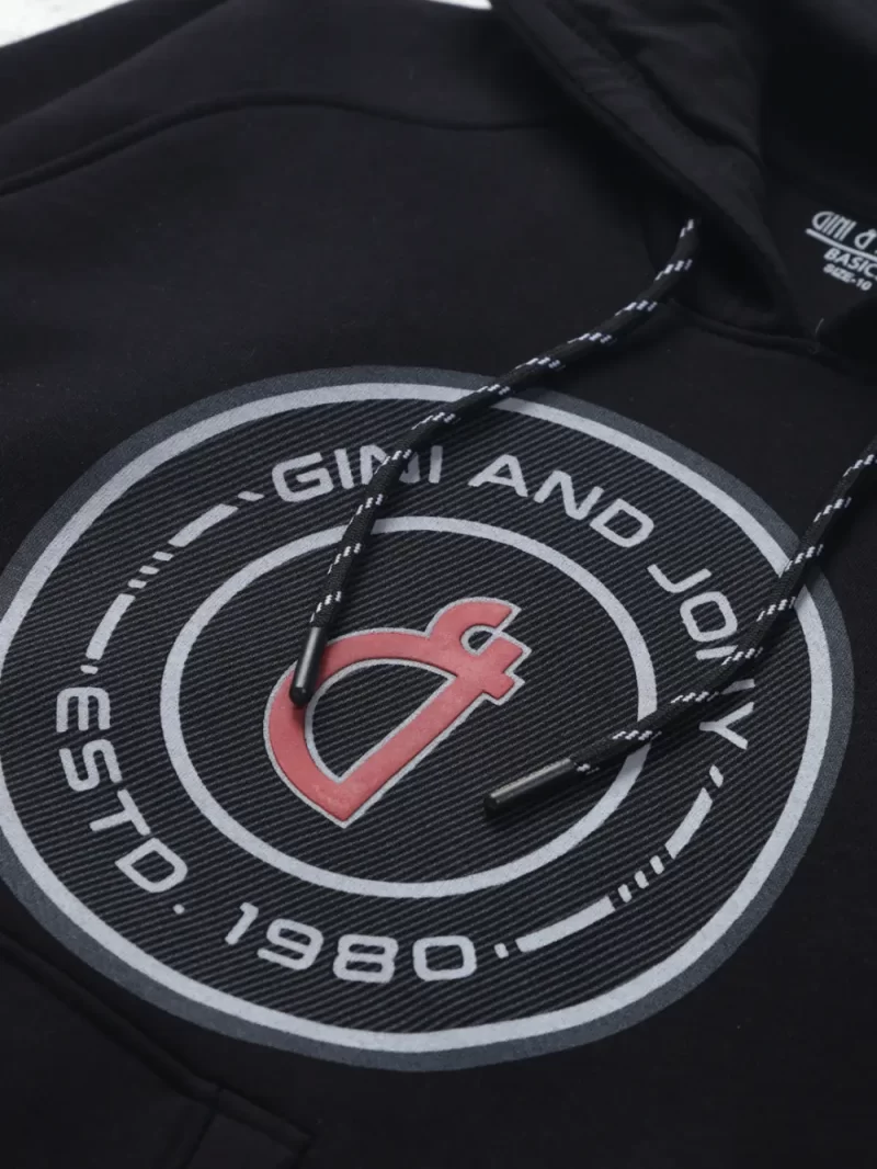 Gini & Jony Boys Black Printed Fleece Full Sleeves Sweat Shirt