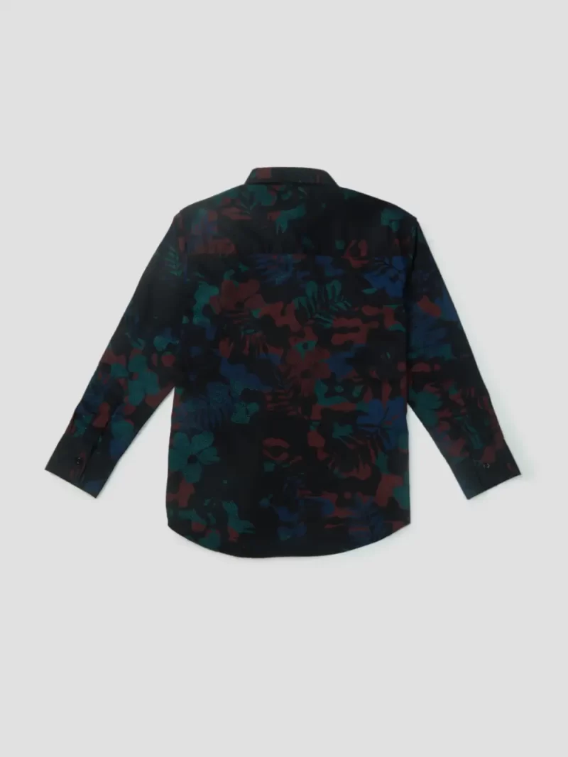 Gini And Jony Boys Black Floral Print Cotton Shirt Full Sleeves 9-12M