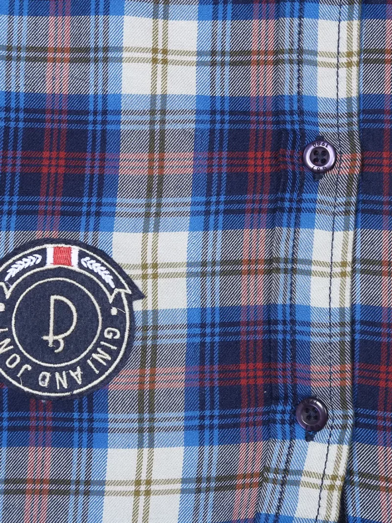 Gini And Jony Boys Blue Checks Cotton Shirt Full Sleeves