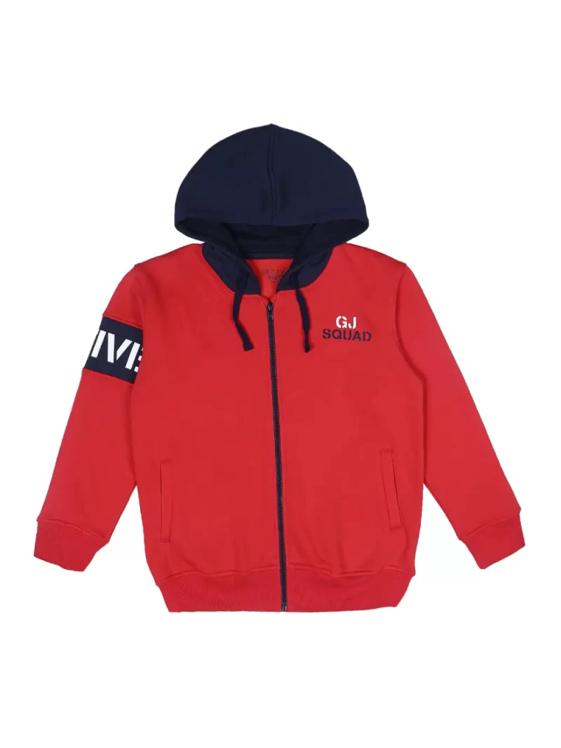Gini & Jony Boys Red Plain Knits Jacket