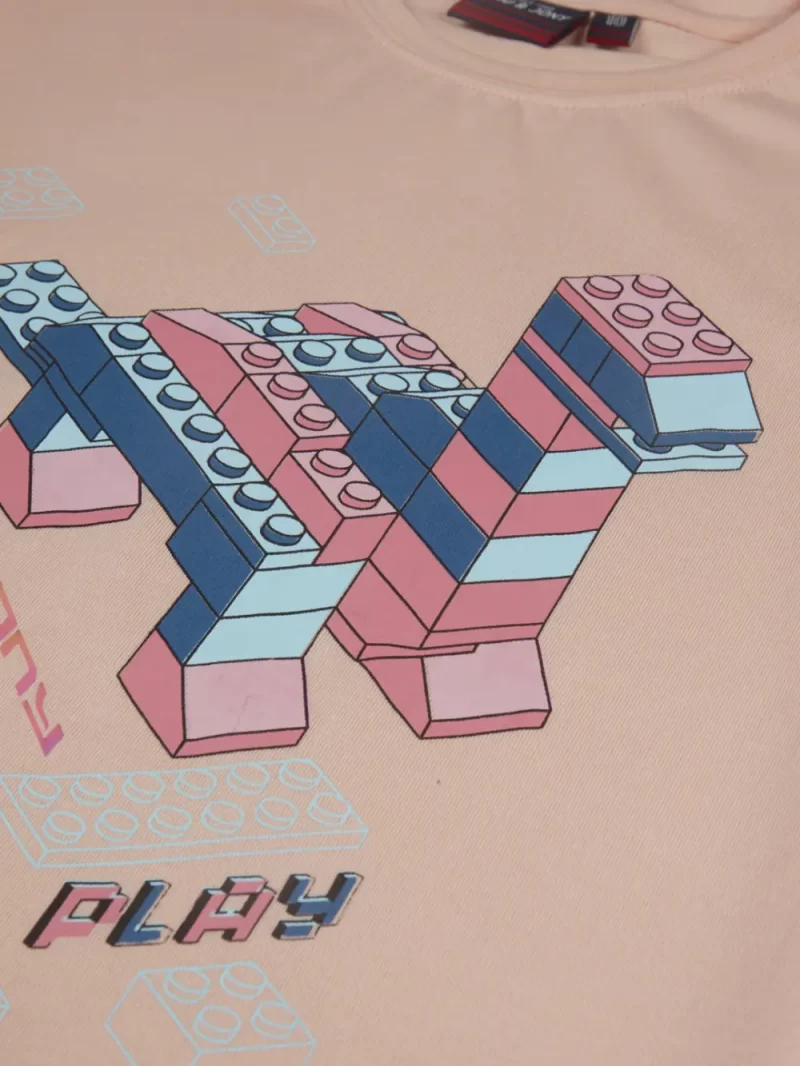 Girls Pink Applique Cotton Knits Top Sleeveless