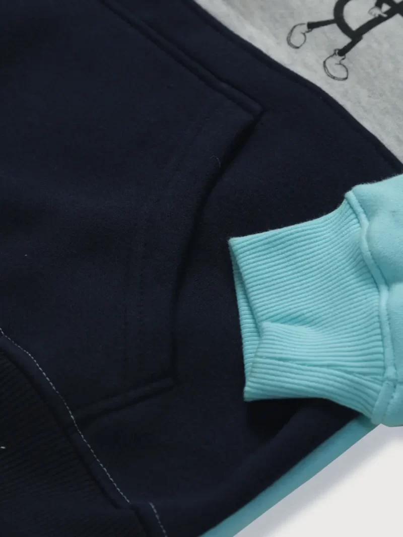 Gini And Jony Boys Blue Color Block Cotton Sweat Shirt Full Sleeves