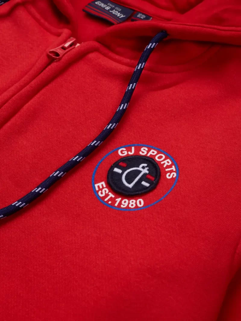 Gini And Jony Boys Red Color Block Cotton Knits Jacket Full Sleeves 18-24M