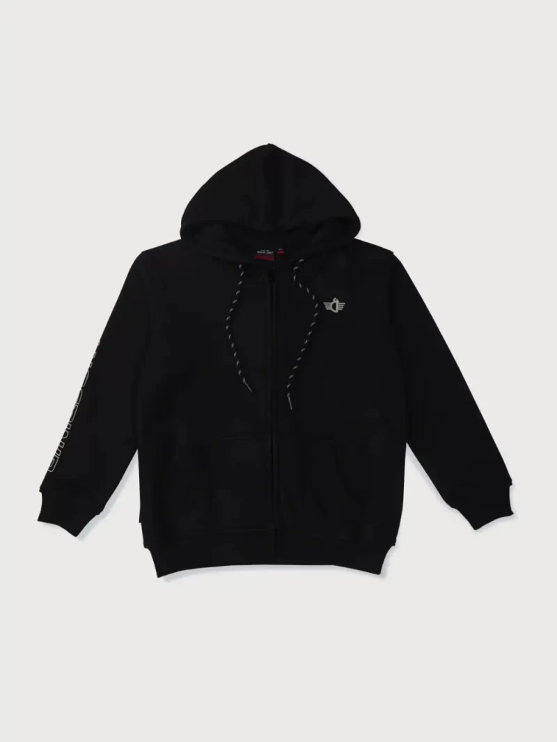 Gini And Jony Boys Black Solid Cotton Knits Jacket Full Sleeves