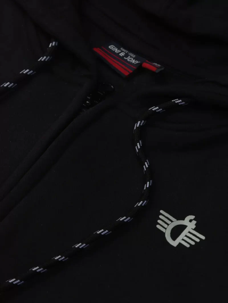 Gini And Jony Boys Black Solid Cotton Knits Jacket Full Sleeves